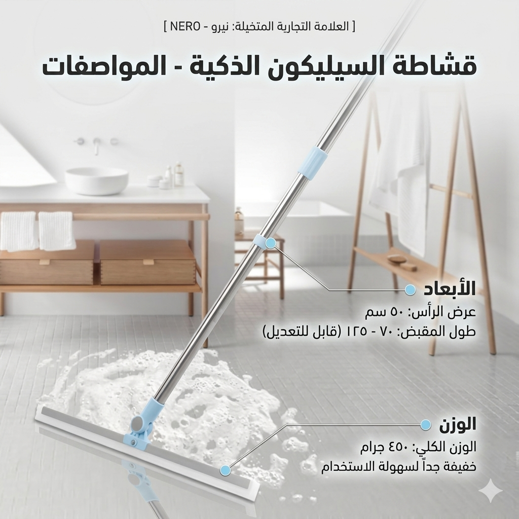 ممسحة الأرضيات السيليكون - قشاطة المياه السحرية 50 سم